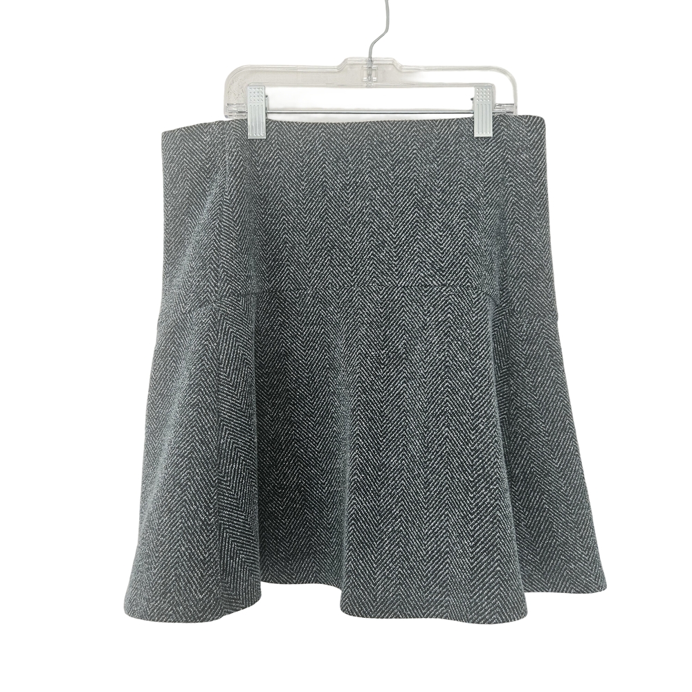 LOFT Gray Blue Herringbone Flared Skirt - Women's Skirt Size S